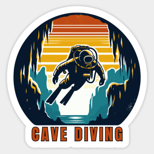 Retro Cave Diving Explore Adventure Sticker